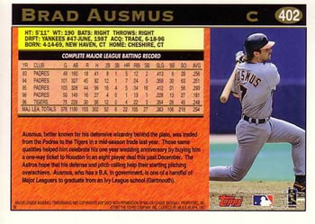 1997 Topps #402 Brad Ausmus Back