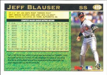 1997 Topps #419 Jeff Blauser Back