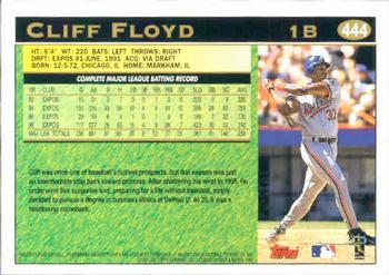 1997 Topps #444 Cliff Floyd Back