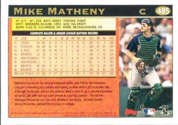 1997 Topps #485 Mike Matheny Back