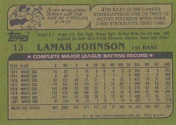 1982 Topps - Blackless #13 Lamar Johnson Back