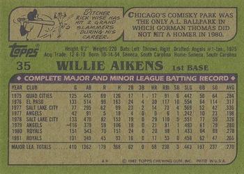 1982 Topps - Blackless #35 Willie Aikens Back