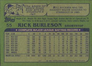 1982 Topps - Blackless #55 Rick Burleson Back