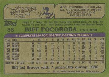 1982 Topps - Blackless #88 Biff Pocoroba Back