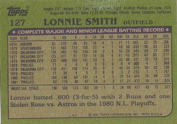 1982 Topps - Blackless #127 Lonnie Smith Back