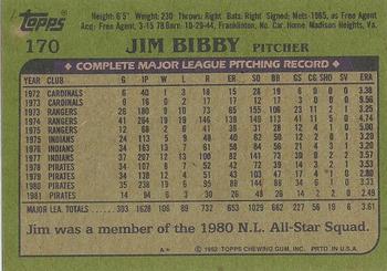 1982 Topps - Blackless #170 Jim Bibby Back