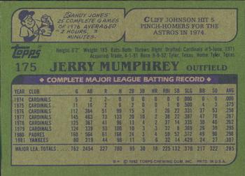 1982 Topps - Blackless #175 Jerry Mumphrey Back