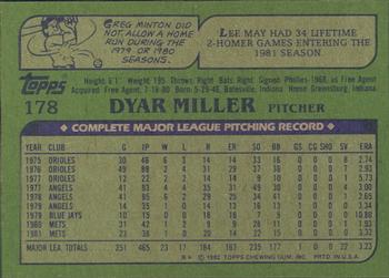 1982 Topps - Blackless #178 Dyar Miller Back
