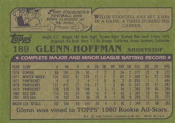 1982 Topps - Blackless #189 Glenn Hoffman Back