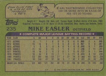1982 Topps - Blackless #235 Mike Easler Back