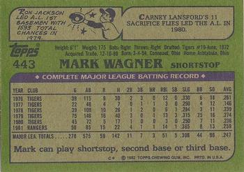 1982 Topps - Blackless #443 Mark Wagner Back