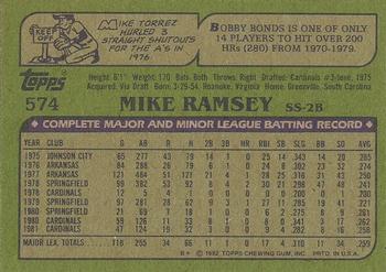 1982 Topps - Blackless #574 Mike Ramsey Back
