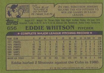 1982 Topps - Blackless #656 Eddie Whitson Back