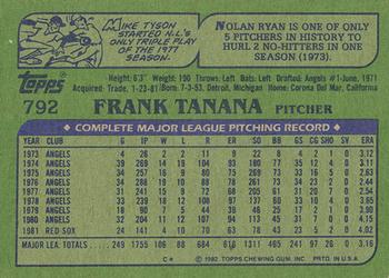 1982 Topps - Blackless #792 Frank Tanana Back