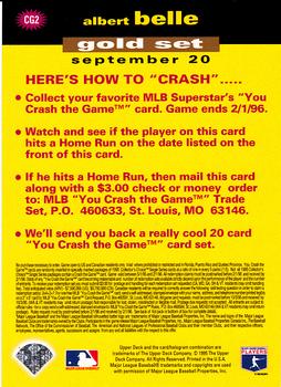1995 Collector's Choice - You Crash the Game Gold #CG2 Albert Belle Back
