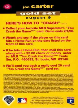 1995 Collector's Choice - You Crash the Game Gold #CG5 Joe Carter Back