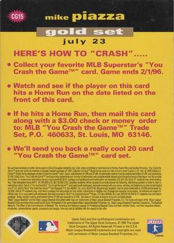 1995 Collector's Choice - You Crash the Game Gold #CG15 Mike Piazza Back