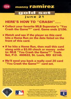 1995 Collector's Choice - You Crash the Game Gold #CG16 Manny Ramirez Back
