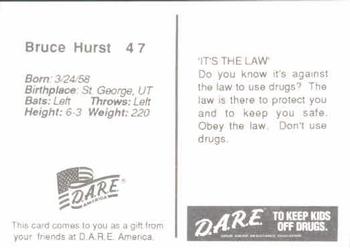 1992 San Diego Padres Police #NNO Bruce Hurst Back