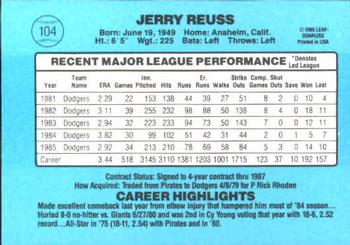 1986 Donruss #104 Jerry Reuss Back