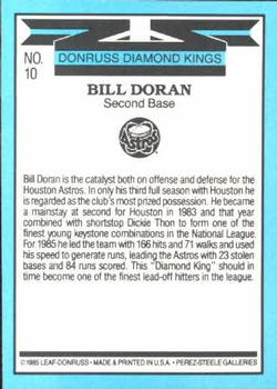 1986 Donruss #10 Bill Doran Back