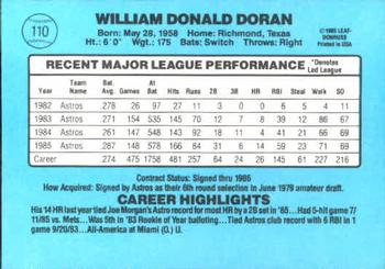 1986 Donruss #110 Bill Doran Back