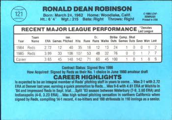 1986 Donruss #121 Ron Robinson Back