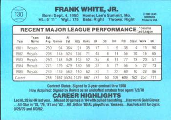 1986 Donruss #130 Frank White Back