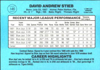 1986 Donruss #146 Dave Stieb Back