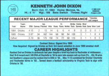 1986 Donruss #148 Ken Dixon Back
