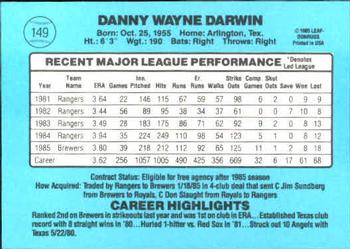 1986 Donruss #149 Danny Darwin Back