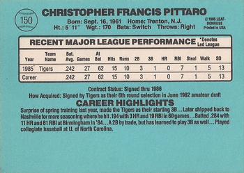 1986 Donruss #150 Chris Pittaro Back