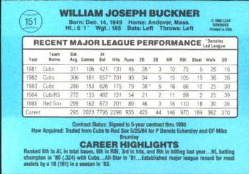 1986 Donruss #151 Bill Buckner Back