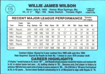 1986 Donruss #175 Willie Wilson Back