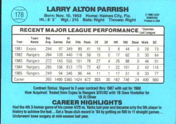 1986 Donruss #178 Larry Parrish Back