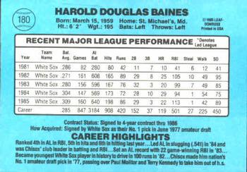 1986 Donruss #180 Harold Baines Back