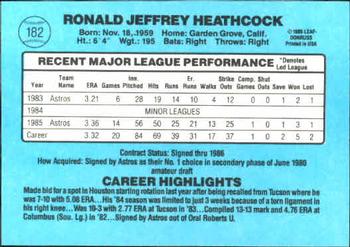 1986 Donruss #182 Jeff Heathcock Back