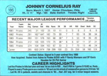 1986 Donruss #186 Johnny Ray Back