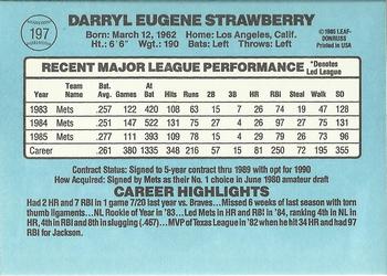 1986 Donruss #197 Darryl Strawberry Back