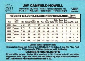 1986 Donruss #223 Jay Howell Back