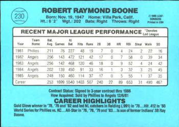 1986 Donruss #230 Bob Boone Back