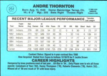 1986 Donruss #251 Andre Thornton Back