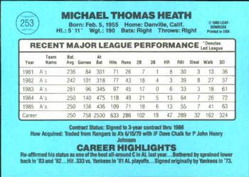 1986 Donruss #253 Mike Heath Back