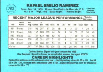 1986 Donruss #263 Rafael Ramirez Back