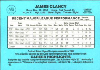 1986 Donruss #268 Jim Clancy Back