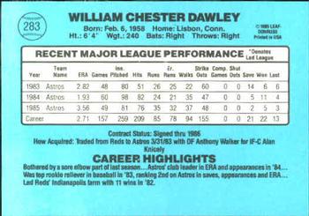 1986 Donruss #283 Bill Dawley Back