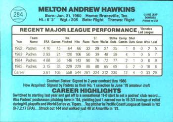 1986 Donruss #284 Andy Hawkins Back