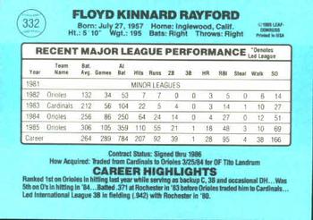 1986 Donruss #332 Floyd Rayford Back