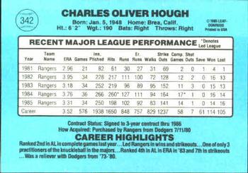 1986 Donruss #342 Charlie Hough Back