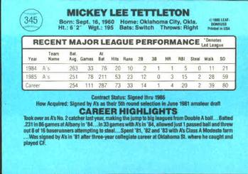 1986 Donruss #345 Mickey Tettleton Back